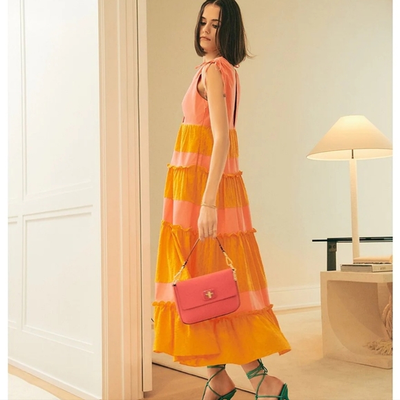 LDT colorblock v neck tiered maxi dress - Picture 2 of 5